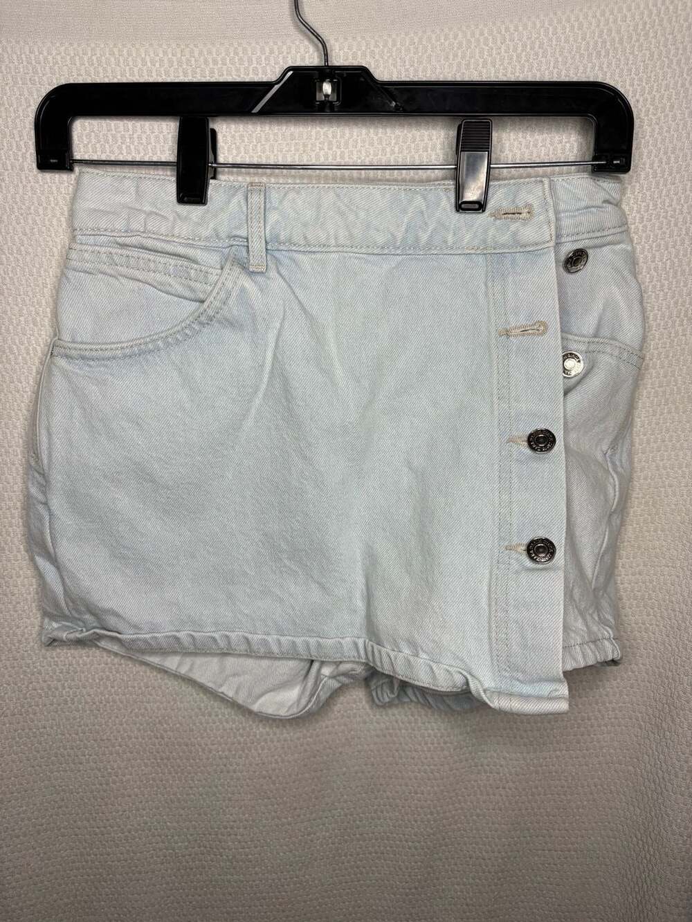 Zara Denim Skort Size XS Light Wash Asymmetrical Button Front